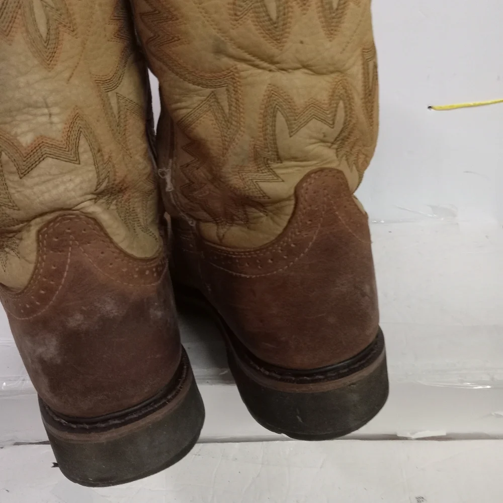 Justin Boots Original Stampede Steel Toe Work Leather Size 9EE